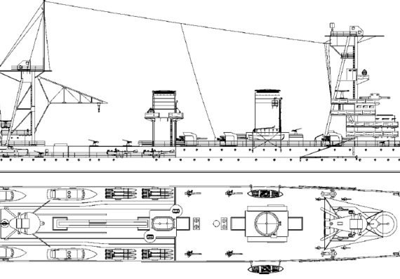 Крейсер СССР Krasnyi Kavkaz 1943 [Light Cruiser] - чертежи, габариты, рисунки